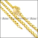 8mm gold plated necklace and bracelet s000825
