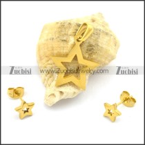 gold plating star pendant and earring s000951