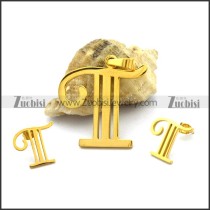 Gold Stainless Steel T Letter Jewelry Set s001277