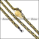 9mm gold and black link chain jewelry set s000944