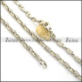 9.5MM Wide Dull Polish Stainless Steel Casting Necklace and Bracelet Set s001023