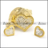 Gold Hollow Heart Jewelry Sets s001044
