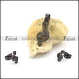 black-plating musical note pendant and earring set s000949
