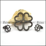 black cover four leaf clover jewelry set s000946