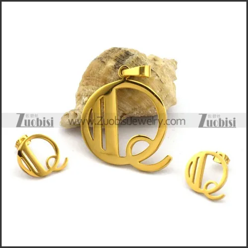 Q Jewelry Set in Gold Plating Stainless Steel s001274