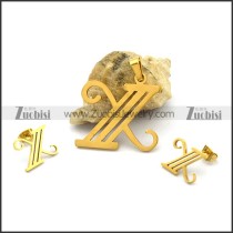 Gold Stainless Steel X Jewelry Set s001281