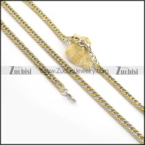 8MM Wide Gold and Steel Chain Necklace Set s001025
