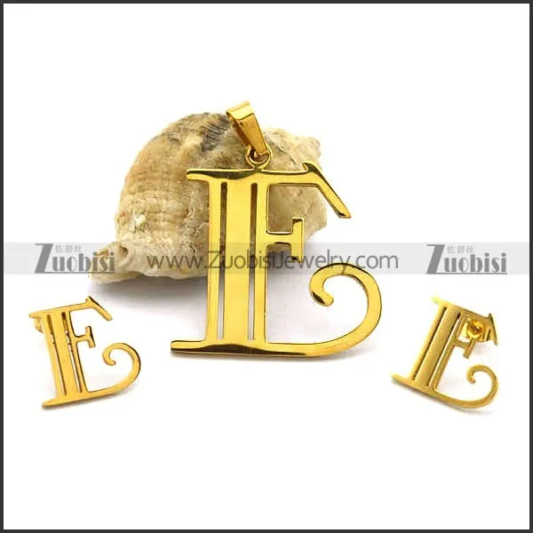 E Steel Jewelry Set in Gold Plating s001262
