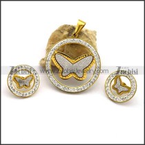 Gold Plating Butterfly Pendant and Earring Set s001224
