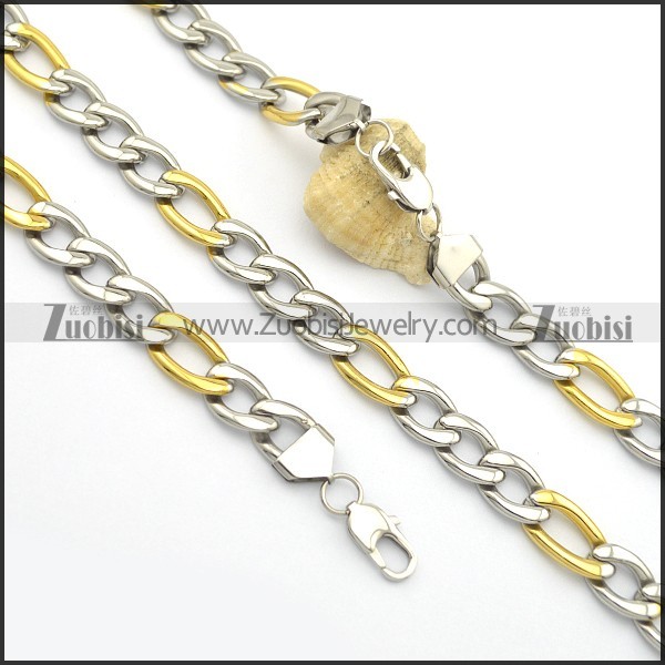 1.3CM 1 Gold Oval Link and 3 Small Links Chain Set s001017