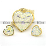 White Shiny Gold Dust Heart Jewelry Sets s001030
