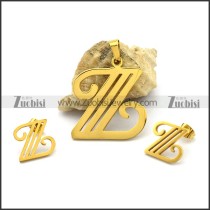 Gold Plating Stainless Steel Z Letter Jewelry Set s001283