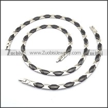 Black Ceramic Bracelet and Necklace Set s001011