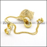 Gold Plating Stainless Steel Crystal Ring of Tomorrow and Earring Set s001047