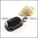 Smooth Black Stone Stainless Steel Pendant - p000093