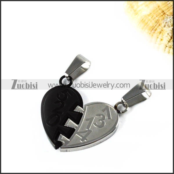 Black and Silver Couple Pendant in Stainless Steel - p000005