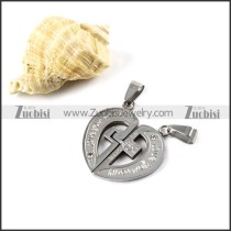 Silver Heart Stainless Steel Couple Pendants - p000029