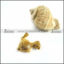 Gold Kiss Fish Pendant in Stainless Steel - p000101