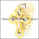 Yellow Gold Stainless Steel Cross Pendant - p000169