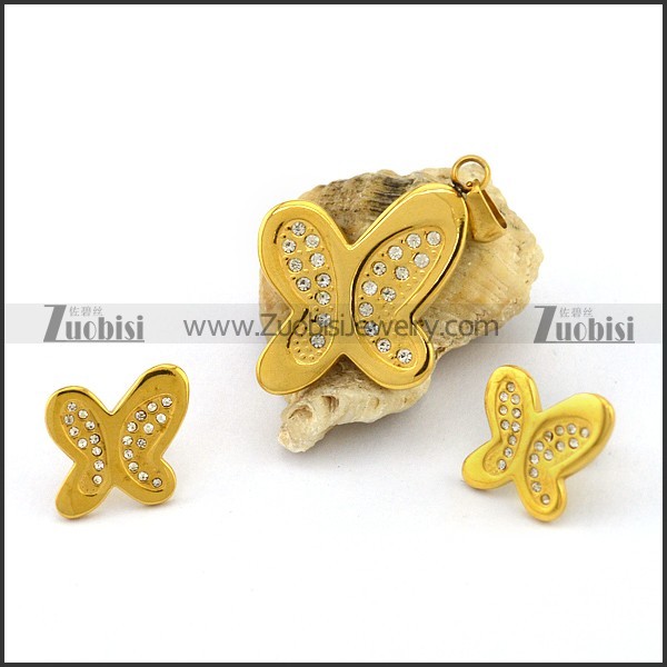 Gold Plating Butterfly Jewelry Sets s001328