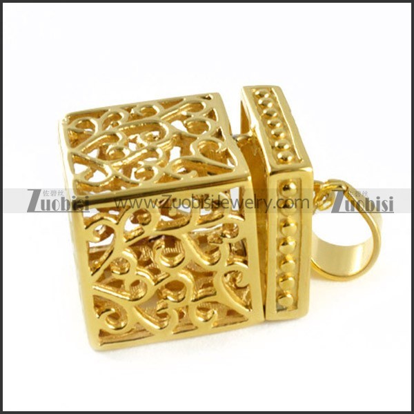 Gold Casting Box Pendant in Steel - p000089