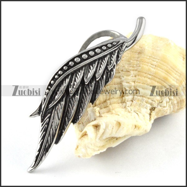 Stainless Steel Bird Feather Pendant - p000160
