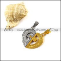 Yellow Gold and Silver Plating Stainless Steel Couple Heart Pendants - p000030