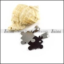 Black and Silver Jigsaw Stainless Steel Couple Pendants - p000038
