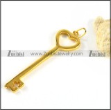 Gold Key Pendant in 316L Steel - p000110
