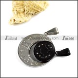 Black and Silver Cover Stainless Steel Watch Couple Pendants - p000019