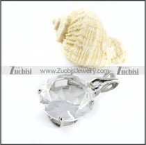 Clear Faceted Stone Stainless Steel Pendant - p000105