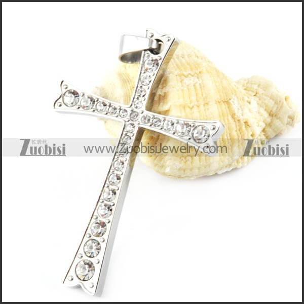 Crystal Stainless Steel Cross Pendant - p000170