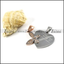 Gold Butterfly and Heart Stainless Steel Couple Pendants - p000028