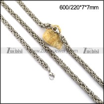 7mm Double Rings Chain Jewelry Sets in Steel s001356