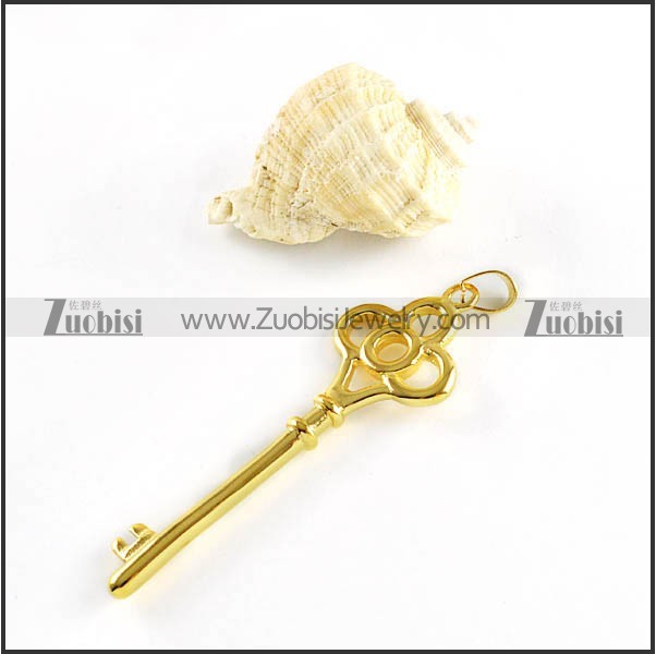 Gold Key Stainless Steel Pendant - p000108