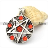 Ancient Egyptian Pentacle Pendant with Red Rhinestones -p000352