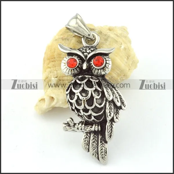 Small Stainless Steel Owl Pendant -p000636