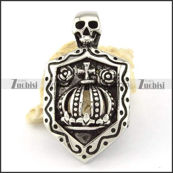 Stainless Steel Crown Skull Pendant -p000616