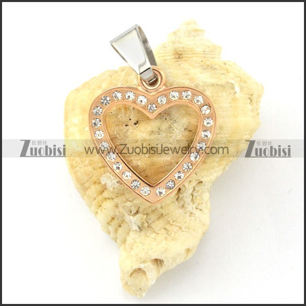 attractive Rose Gold oxidation-resisting steel Heart Pendants - p000491