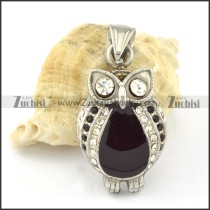 Stainless Steel Owl Pendant with Clear Rhinestone  -p000652