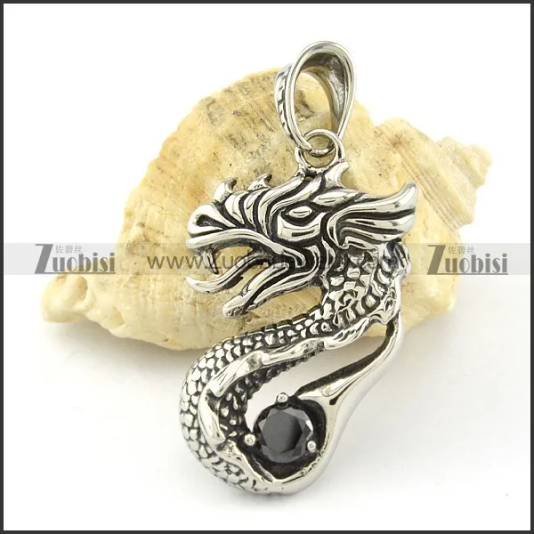 Stainless Steel fiery dragon Pendant -p000813
