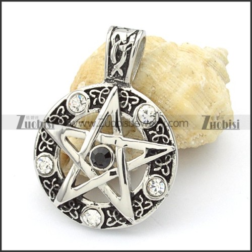 Clear Rhinestone Pentacle Pendant for Earth-goddess Gaea -p000351