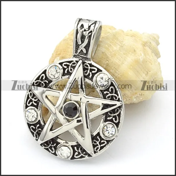 Clear Rhinestone Pentacle Pendant for Earth-goddess Gaea -p000351