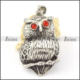 Stainless Steel Red Eye Owl Pendant -p000641