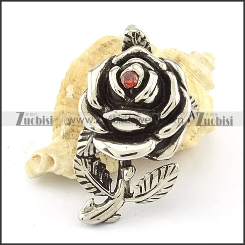 nice-looking oxidation-resisting steel Red Stone Rose Pendants for Ladies - p000473