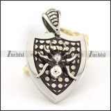 Stainless Steel shield Pendant with Spider -p000707
