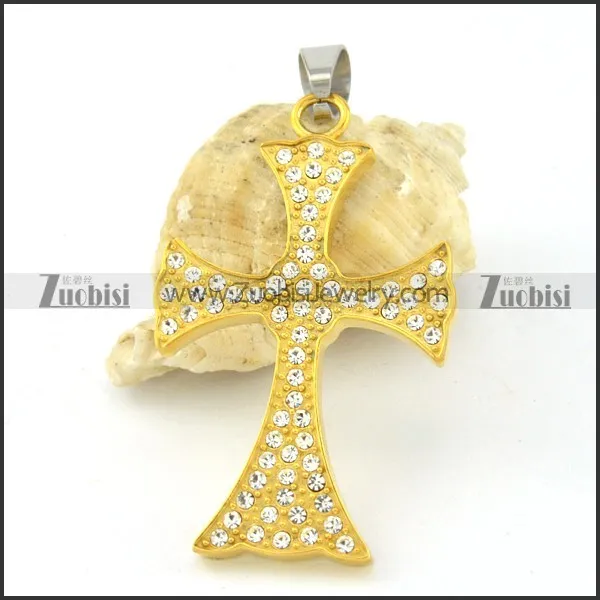 practical Gold noncorrosive steel Cross Pendants - p000507
