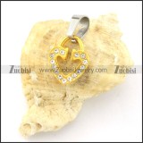 attractive yellow gold small Stainless Steel Heart Pendants - p000488