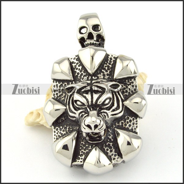 Stainless Steel Tiger Skull Pendant -p000614