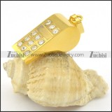 whistle pendant with clear stone in yellow gold plating p001383